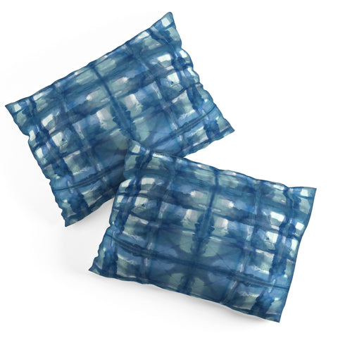 Ninola Design Aqua Shibori Plaids Pillow Shams
