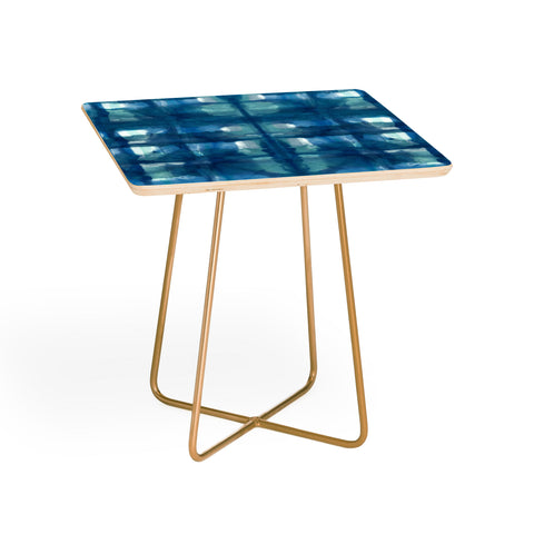 Ninola Design Aqua Shibori Plaids Side Table