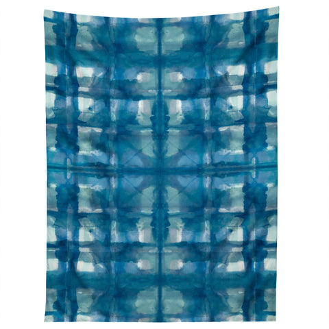 Ninola Design Aqua Shibori Plaids Tapestry