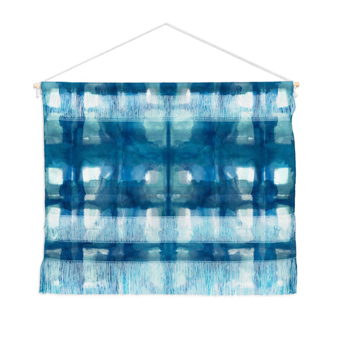 Ninola Design Aqua Shibori Plaids Wall Hanging Landscape