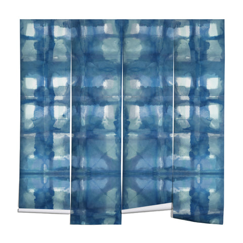 Ninola Design Aqua Shibori Plaids Wall Mural