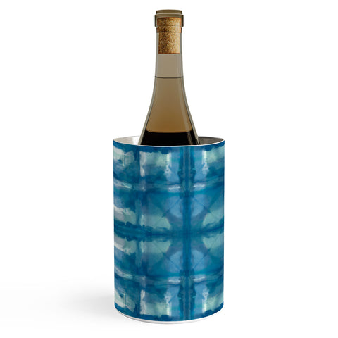 Ninola Design Aqua Shibori Plaids Wine Chiller