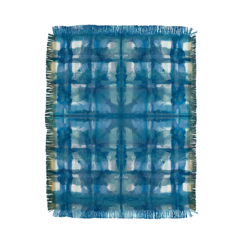 Ninola Design Aqua Shibori Plaids Throw Blanket