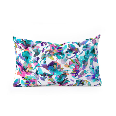 Ninola Design Aquatic flowers watercolor Oblong Throw Pillow
