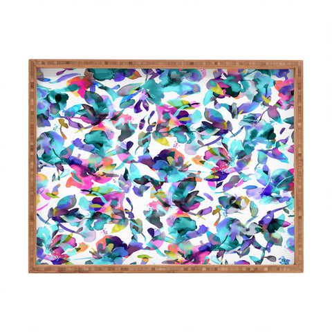 Ninola Design Aquatic flowers watercolor Rectangular Tray