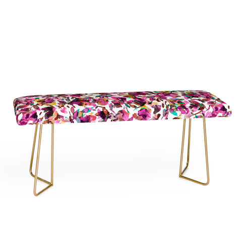 Ninola Design Aquatic Hibiscus Flowers Pink Bench