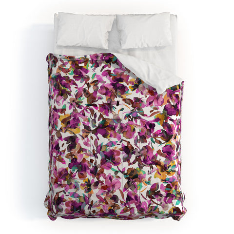 Ninola Design Aquatic Hibiscus Flowers Pink Comforter