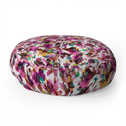 Ninola Design Aquatic Hibiscus Flowers Pink Floor Pillow Round