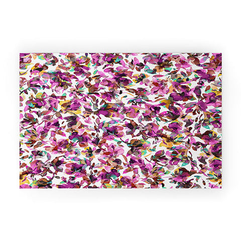 Ninola Design Aquatic Hibiscus Flowers Pink Welcome Mat