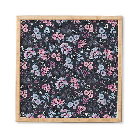 Ninola Design Artful little flowers Navy Framed Wall Art