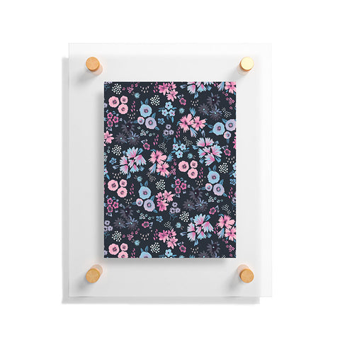 Ninola Design Artful little flowers Navy Floating Acrylic Print