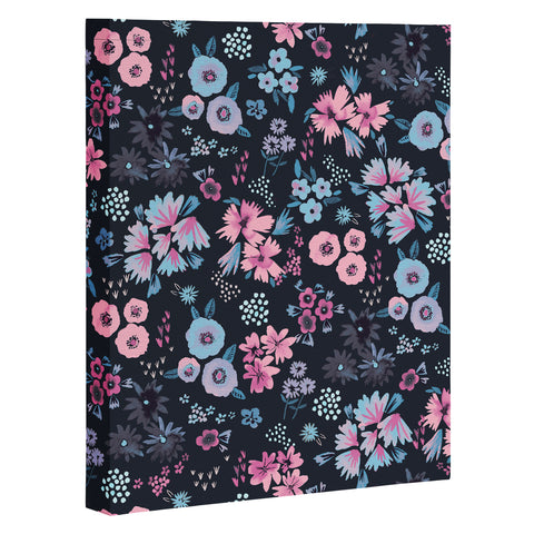 Ninola Design Artful little flowers Navy Art Canvas