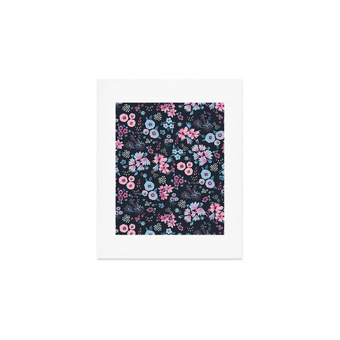 Ninola Design Artful little flowers Navy Art Print