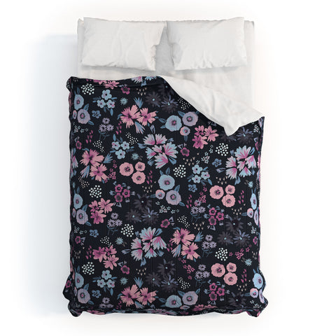 Ninola Design Artful little flowers Navy Comforter