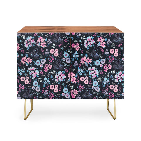 Ninola Design Artful little flowers Navy Credenza