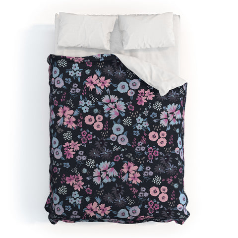 Ninola Design Artful little flowers Navy Duvet Cover