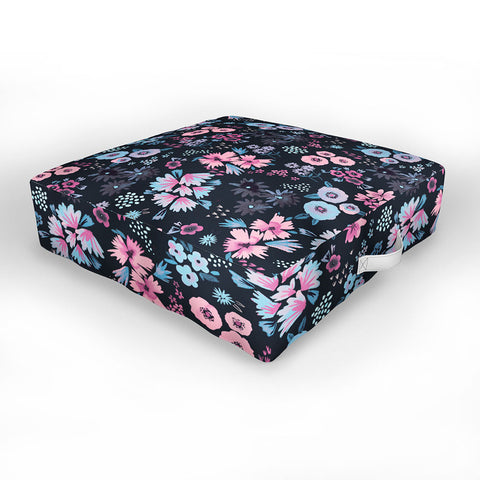 Ninola Design Artful little flowers Navy Outdoor Floor Cushion
