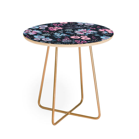 Ninola Design Artful little flowers Navy Round Side Table