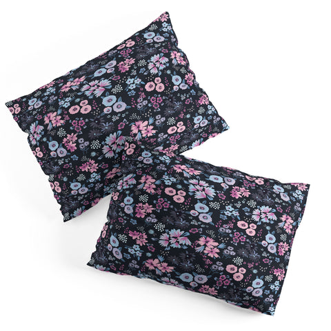 Ninola Design Artful little flowers Navy Pillow Shams