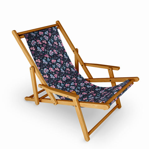 Ninola Design Artful little flowers Navy Sling Chair
