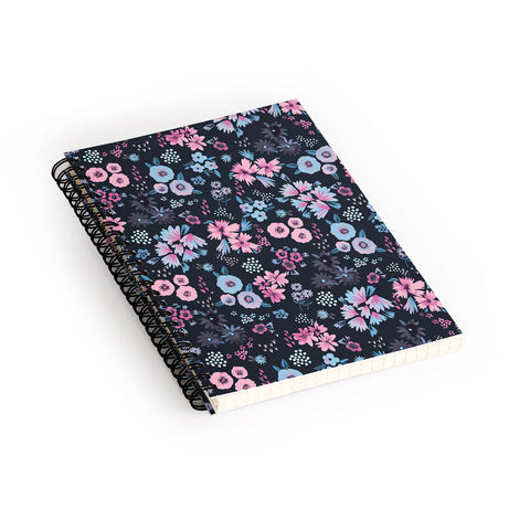 Ninola Design Artful little flowers Navy Spiral Notebook