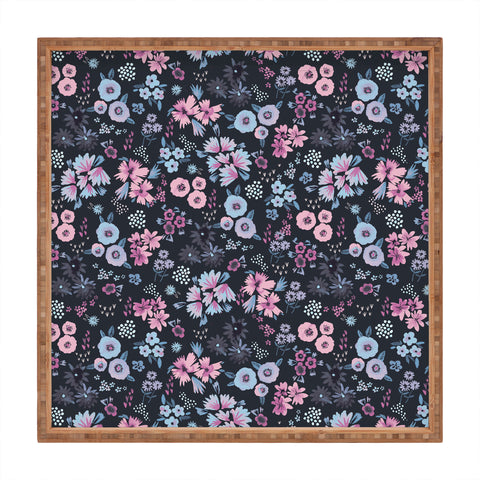 Ninola Design Artful little flowers Navy Square Tray