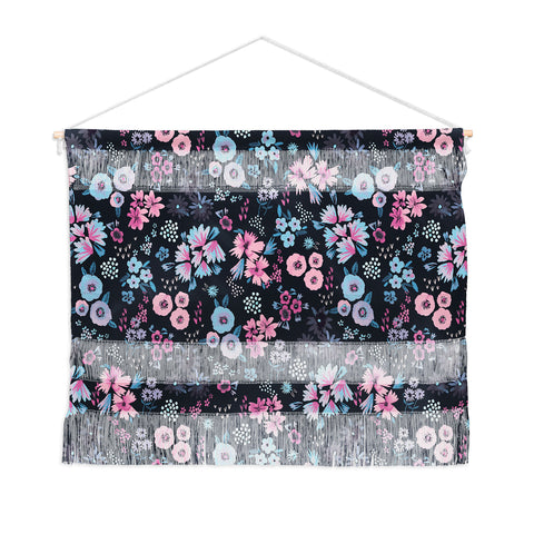 Ninola Design Artful little flowers Navy Wall Hanging Landscape