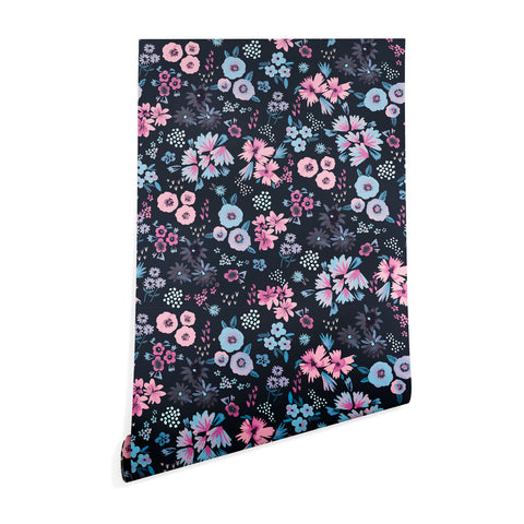 Ninola Design Artful little flowers Navy Wallpaper