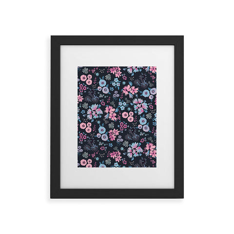 Ninola Design Artful little flowers Navy Framed Art Print