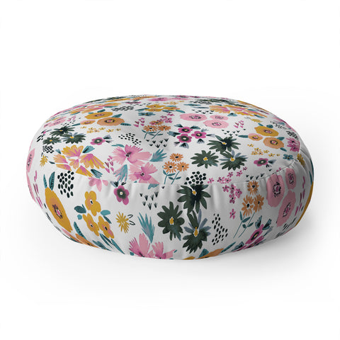 Ninola Design Artful little flowers summer Floor Pillow Round