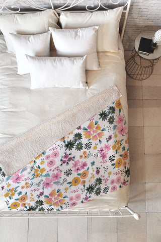 Ninola Design Artful little flowers summer Fleece Throw Blanket