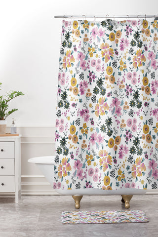 Ninola Design Artful little flowers summer Shower Curtain And Mat