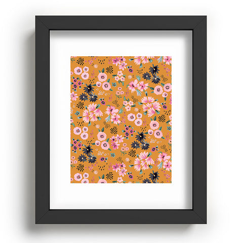 Ninola Design Artful little flowers yellow sunrise Recessed Framing Rectangle