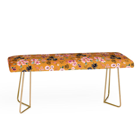 Ninola Design Artful little flowers yellow sunrise Bench