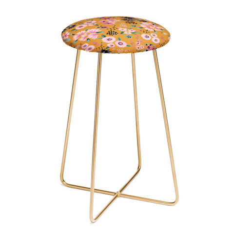 Ninola Design Artful little flowers yellow sunrise Counter Stool