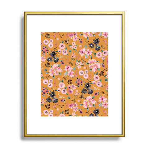 Ninola Design Artful little flowers yellow sunrise Metal Framed Art Print