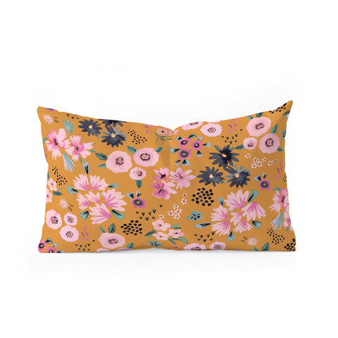 Ninola Design Artful little flowers yellow sunrise Oblong Throw Pillow