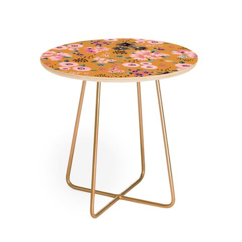 Ninola Design Artful little flowers yellow sunrise Round Side Table