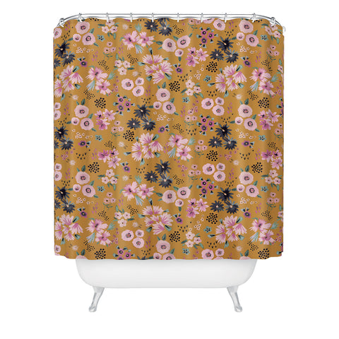 Ninola Design Artful little flowers yellow sunrise Shower Curtain