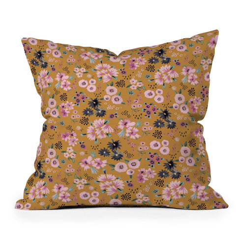 Ninola Design Artful little flowers yellow sunrise Throw Pillow