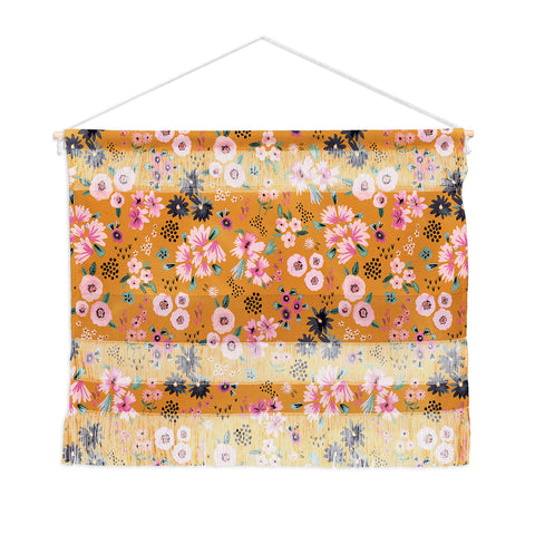 Ninola Design Artful little flowers yellow sunrise Wall Hanging Landscape