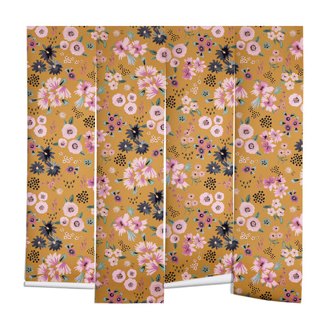 Ninola Design Artful little flowers yellow sunrise Wall Mural