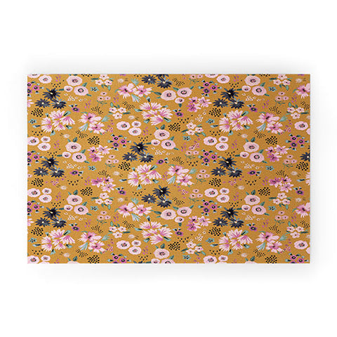 Ninola Design Artful little flowers yellow sunrise Welcome Mat
