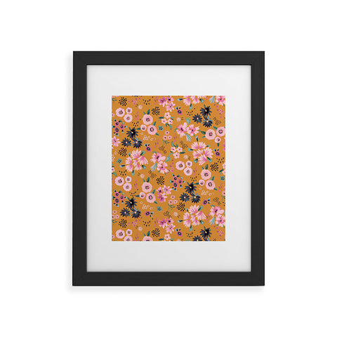 Ninola Design Artful little flowers yellow sunrise Framed Art Print