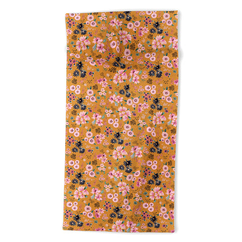 Ninola Design Artful little flowers yellow sunrise Beach Towel