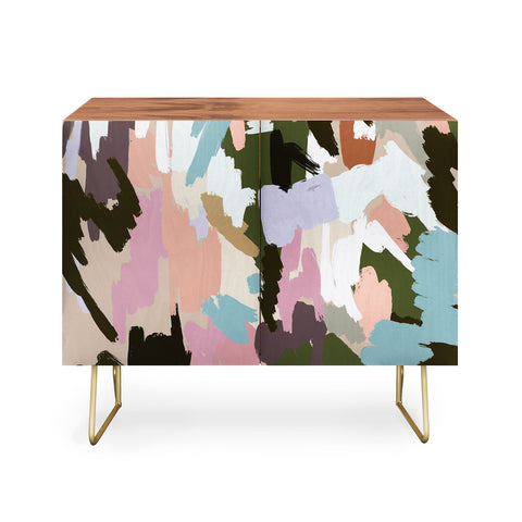 Ninola Design Artistic Landscape Pink Green Credenza