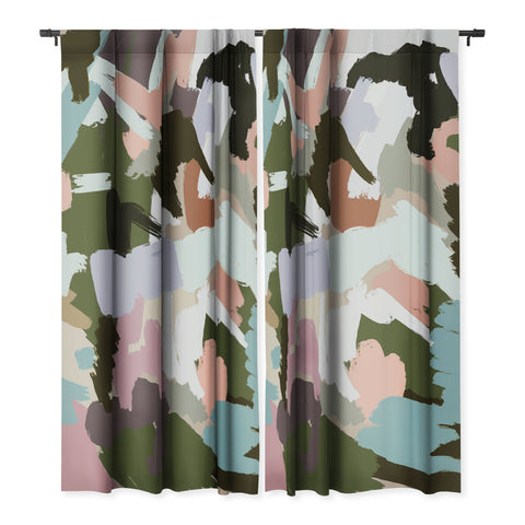 Ninola Design Artistic Landscape Pink Green Blackout Non Repeat