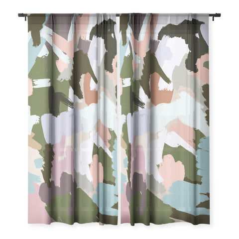 Ninola Design Artistic Landscape Pink Green Sheer Non Repeat