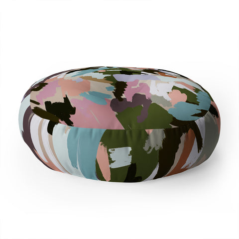 Ninola Design Artistic Landscape Pink Green Floor Pillow Round