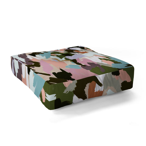 Ninola Design Artistic Landscape Pink Green Floor Pillow Square